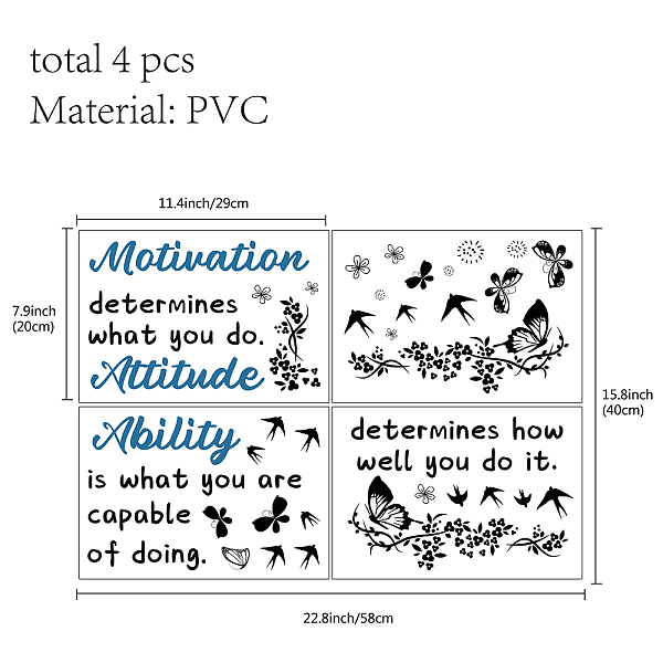 PandaHall PVC Wall Stickers, Rectangle with Butterfly & Word Pattern, for Home Living Room Bedroom Decoration, Mixed Color, 200x290mm..., Multicolor 
PandaHall PVC Wall Stickers, Rectangle with Butterfly & Word Pattern, for Home Living Room Bedroom Decoration, Mixed Color, 200x290mm..., Multicolor