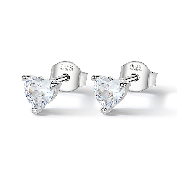 PandaHall Rhodium Plated 925 Sterling Silver Stud Earrings for Women, with Cubic Zirconia, Heart, 6mm Sterling Silver Heart
PandaHall Rhodium Plated 925 Sterling Silver Stud Earrings for Women, with Cubic Zirconia, Heart, 6mm Sterling Silver Heart