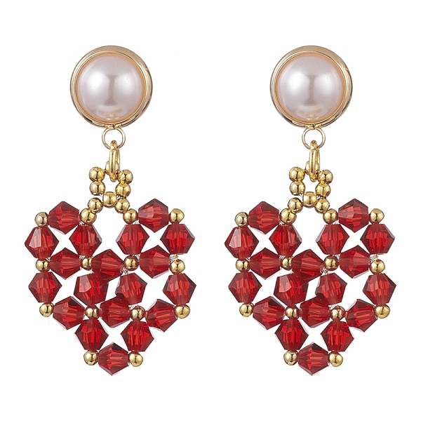 PandaHall Glass Heart with ABS Plastic Pearl Dangle Stud Earrings, Golden Barss Wire Wrap Jewelry for Women, Heart, 39mm, Pin: 0.8mm Glass..., Red
PandaHall Glass Heart with ABS Plastic Pearl Dangle Stud Earrings, Golden Barss Wire Wrap Jewelry for Women, Heart, 39mm, Pin: 0.8mm Glass..., Red