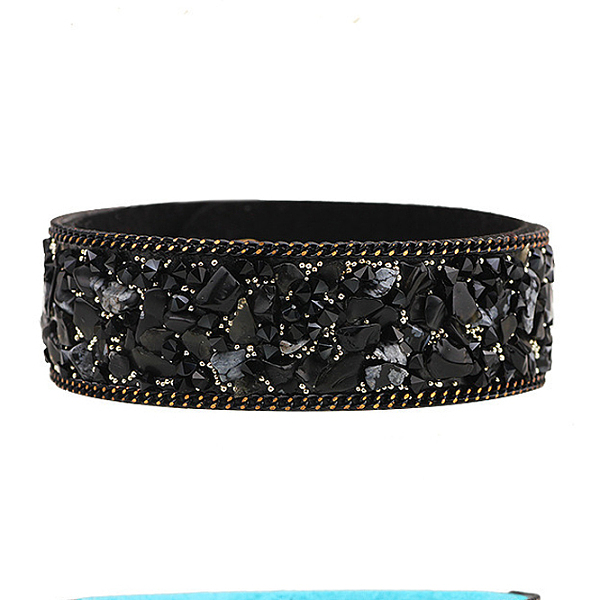 PandaHall Flannelette Snap Bracelets, with Alloy Button and Natural Gemstone, Black, 65mm(2-1/2 inch) Natural Gemstone Black
PandaHall Flannelette Snap Bracelets, with Alloy Button and Natural Gemstone, Black, 65mm(2-1/2 inch) Natural Gemstone Black
