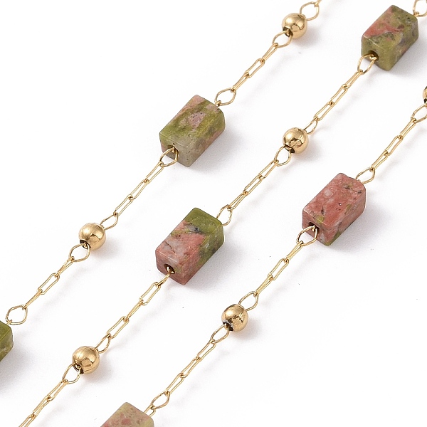 PandaHall Natural Unakite Rectangle Beaded Chains, with Golden 304 Stainless Steel Findings, Unwelded, 4~4.5x2~2.5x2~2.5mm, about 3.28 Feet...
PandaHall Natural Unakite Rectangle Beaded Chains, with Golden 304 Stainless Steel Findings, Unwelded, 4~4.5x2~2.5x2~2.5mm, about 3.28 Feet...