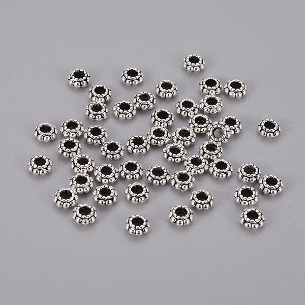 PandaHall Tibetan Style Alloy Spacer Beads, Lead Free & Cadmium Free, Flower, Antique Silver, 6x3mm, Hole: 2.5mm Alloy Flower
PandaHall Tibetan Style Alloy Spacer Beads, Lead Free & Cadmium Free, Flower, Antique Silver, 6x3mm, Hole: 2.5mm Alloy Flower