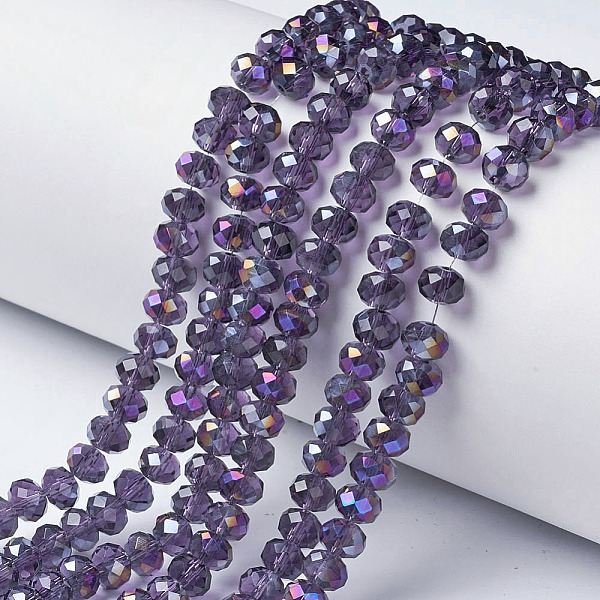 PandaHall Electroplate Transparent Glass Beads Strands, Half Rainbow Plated, Faceted, Rondelle, Dark Violet, 3x2mm, Hole: 0.8mm, about..., Purple
PandaHall Electroplate Transparent Glass Beads Strands, Half Rainbow Plated, Faceted, Rondelle, Dark Violet, 3x2mm, Hole: 0.8mm, about..., Purple