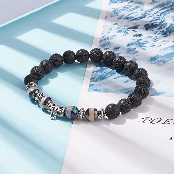 PandaHall Natural Lava Rock & Tibetan Agate Stretch Bracelet with Alloy Tube Beaded, Essential Oil Gemstone Jewelry for Women, Inner...
PandaHall Natural Lava Rock & Tibetan Agate Stretch Bracelet with Alloy Tube Beaded, Essential Oil Gemstone Jewelry for Women, Inner...