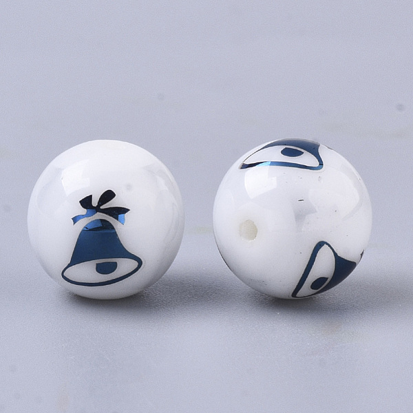 PandaHall Christmas Opaque Glass Beads, Round with Electroplate Christmas Bell Pattern, Blue Plated, 10mm, Hole: 1.2mm Glass Round White
PandaHall Christmas Opaque Glass Beads, Round with Electroplate Christmas Bell Pattern, Blue Plated, 10mm, Hole: 1.2mm Glass Round White