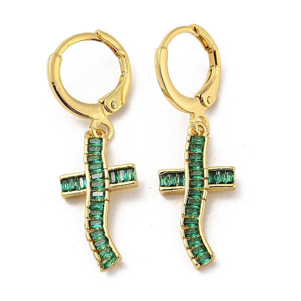 PandaHall Real 18K Gold Plated Brass Dangle Leverback Earrings, with Glass, Cross, Green, 33.5x10mm Brass Cross Green
PandaHall Real 18K Gold Plated Brass Dangle Leverback Earrings, with Glass, Cross, Green, 33.5x10mm Brass Cross Green