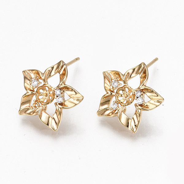 PandaHall Hollow Brass Micro Pave Clear Cubic Zirconia Stud Earring Findings, with Loop and for Half Drilled Beads, Flower, Nickel Free...
PandaHall Hollow Brass Micro Pave Clear Cubic Zirconia Stud Earring Findings, with Loop and for Half Drilled Beads, Flower, Nickel Free...