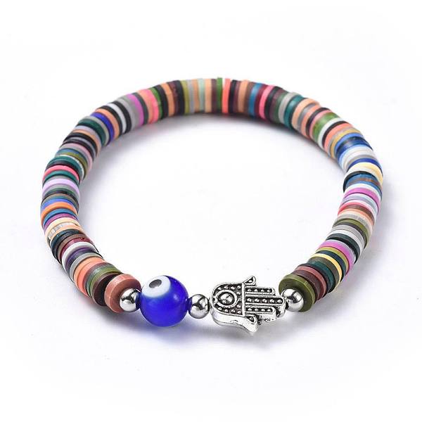 PandaHall Polymer Clay Heishi Beads Beads Stretch Bracelets, with Round Handmade Evil Eye Lampwork Beads and Tibetan Style Alloy Beads...
PandaHall Polymer Clay Heishi Beads Beads Stretch Bracelets, with Round Handmade Evil Eye Lampwork Beads and Tibetan Style Alloy Beads...