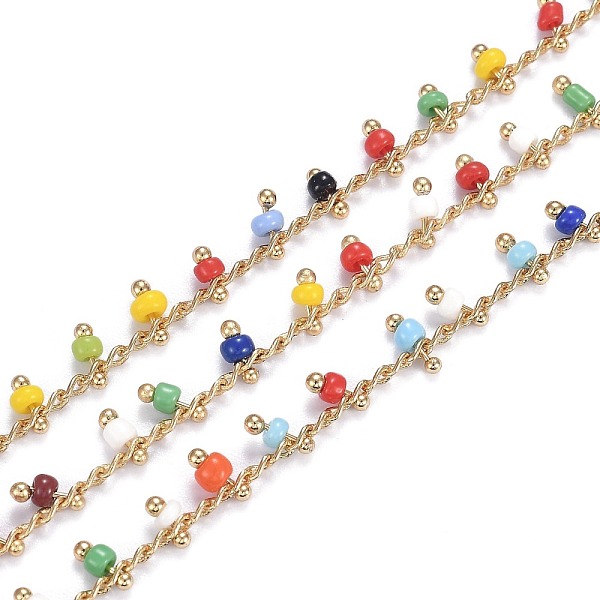 PandaHall 3.28 Feet Brass Handmade Glass Beaded Chains, with Spool, Soldered, Long-Lasting Plated, Real 18K Gold Plated, Rondelle, Colorful...
PandaHall 3.28 Feet Brass Handmade Glass Beaded Chains, with Spool, Soldered, Long-Lasting Plated, Real 18K Gold Plated, Rondelle, Colorful...