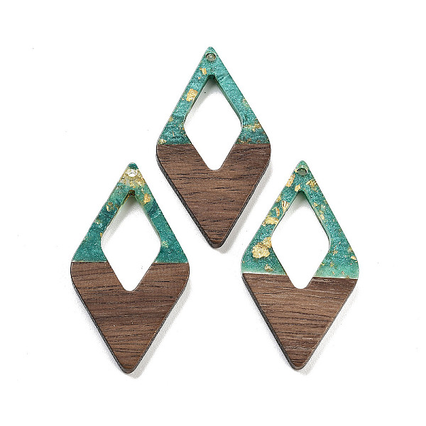 PandaHall Walnut Wood Pendants, Resin and Gold foil, Rhombus, Light Sea Green, 47.5x25.5x3.5mm, Hole: 2mm Wood Rhombus
PandaHall Walnut Wood Pendants, Resin and Gold foil, Rhombus, Light Sea Green, 47.5x25.5x3.5mm, Hole: 2mm Wood Rhombus