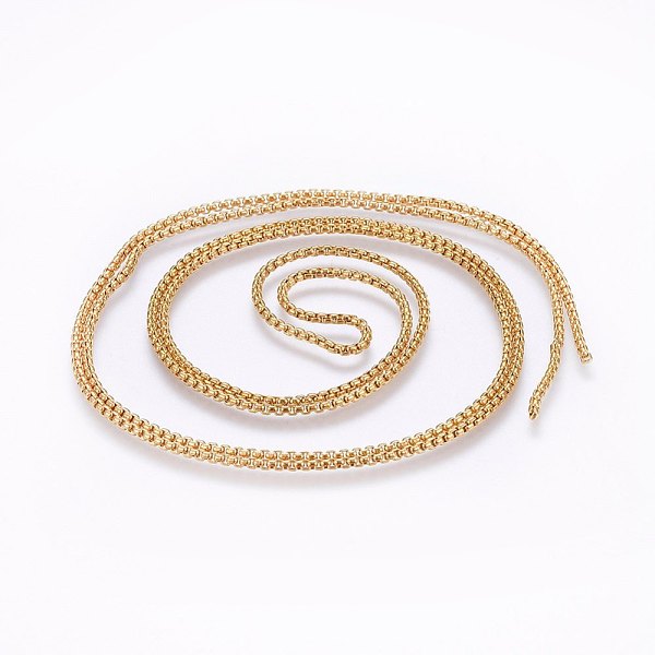 PandaHall 304 Stainless Steel Box Chains, Soldered, Golden, 2x2mm 304 Stainless Steel
PandaHall 304 Stainless Steel Box Chains, Soldered, Golden, 2x2mm 304 Stainless Steel
