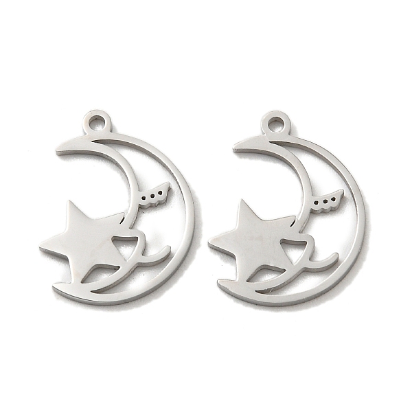 PandaHall 304 Stainless Steel Charms, Moon with Star Charm, Stainless Steel Color, 15x11x1mm, Hole: 1mm 304 Stainless Steel Moon
PandaHall 304 Stainless Steel Charms, Moon with Star Charm, Stainless Steel Color, 15x11x1mm, Hole: 1mm 304 Stainless Steel Moon