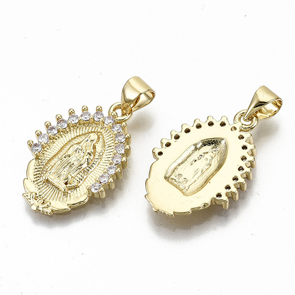 PandaHall Brass Micro Pave Clear Cubic Zirconia Pendants, with Snap on Bails, Nickel Free, Oval with Virgin, Real 16K Gold Plated...
PandaHall Brass Micro Pave Clear Cubic Zirconia Pendants, with Snap on Bails, Nickel Free, Oval with Virgin, Real 16K Gold Plated...