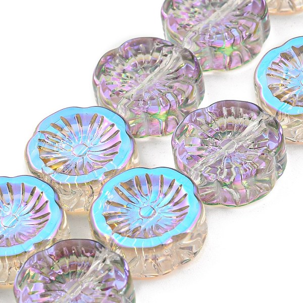 PandaHall Half Rainbow Plated Electroplate Glass Transparent Beads Strands, Flower, Light Sky Blue, 14x14.5x5.5mm, Hole: 1.2mm, about...
PandaHall Half Rainbow Plated Electroplate Glass Transparent Beads Strands, Flower, Light Sky Blue, 14x14.5x5.5mm, Hole: 1.2mm, about...