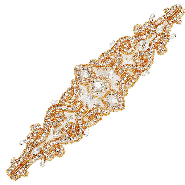 PandaHall FINGERINSPIRE Flower Wedding Rhinestone Applique 11x2.9" Crystal Rhinestone Iron On Golden Ornament Applique Floral Hotfix..., Clear
PandaHall FINGERINSPIRE Flower Wedding Rhinestone Applique 11x2.9" Crystal Rhinestone Iron On Golden Ornament Applique Floral Hotfix..., Clear