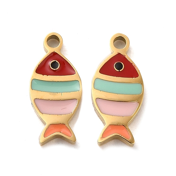 PandaHall Ion Plating(IP) 304 Stainless Steel Enamel Charms, Colorful Fish Charm, Golden, 12x5.5x1.5mm, Hole: 1.2mm Stainless Steel+Enamel...
PandaHall Ion Plating(IP) 304 Stainless Steel Enamel Charms, Colorful Fish Charm, Golden, 12x5.5x1.5mm, Hole: 1.2mm Stainless Steel+Enamel...