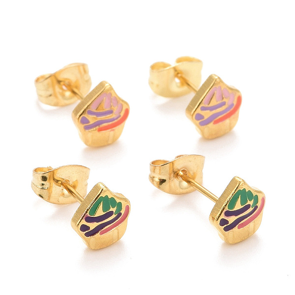 PandaHall 304 Stainless Steel Enamel Stud Earrings, with 316 Stainless Steel Pin, Ice Cream, Mixed Color, 6.5x7.5x2mm, Pin: 0.8mm 304..., Multicolor
PandaHall 304 Stainless Steel Enamel Stud Earrings, with 316 Stainless Steel Pin, Ice Cream, Mixed Color, 6.5x7.5x2mm, Pin: 0.8mm 304..., Multicolor