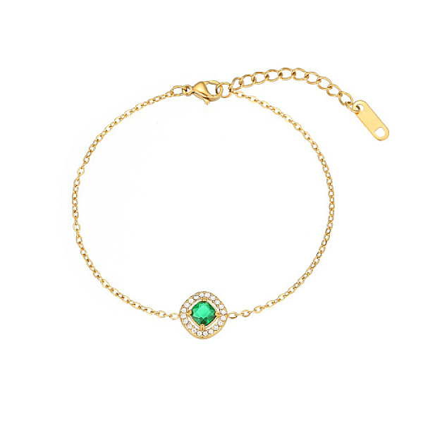 PandaHall Rhombus Cubic Zirconia Link Bracelet, Golden Stainless Steels Cable Chains, Green, 6-1/4 inch(16cm) Cubic Zirconia Rhombus Green
PandaHall Rhombus Cubic Zirconia Link Bracelet, Golden Stainless Steels Cable Chains, Green, 6-1/4 inch(16cm) Cubic Zirconia Rhombus Green