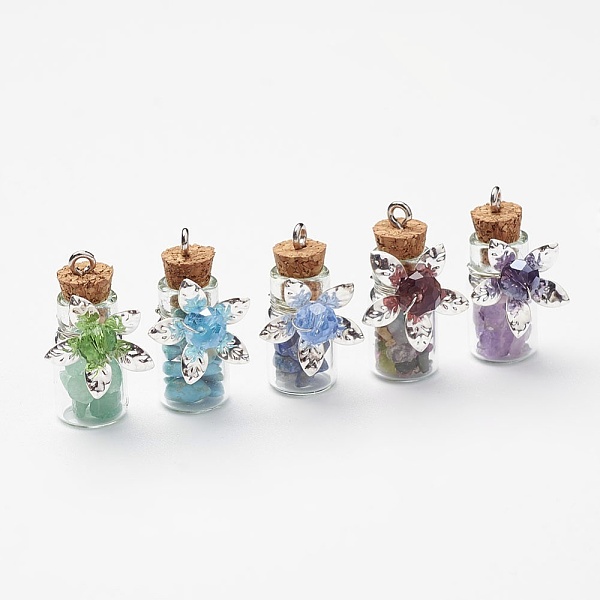 PandaHall Natural & Synthetic Mixed Stone Dangle Pendants, with Glass Bottle, Iron Bead Cap, Iron Screw Eye Pin Bail Peg, 25x14.5x10mm, Hole...
PandaHall Natural & Synthetic Mixed Stone Dangle Pendants, with Glass Bottle, Iron Bead Cap, Iron Screw Eye Pin Bail Peg, 25x14.5x10mm, Hole...