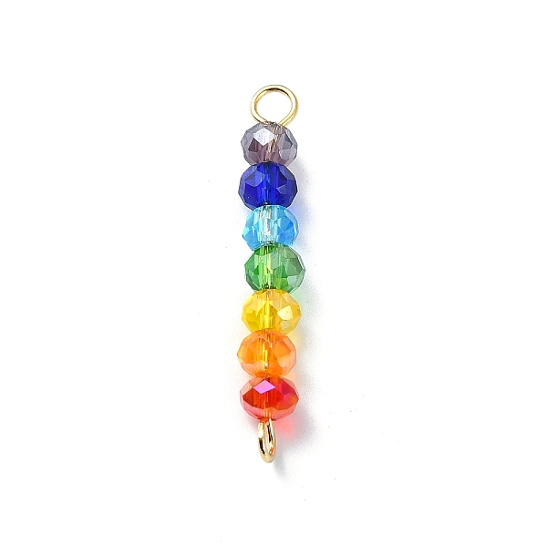 PandaHall Electroplated Colorful Faceted Glass Rondelle Beaded Connector Charms, Chakra Links with 304 Stainless Steel Double Loops, Golden...
PandaHall Electroplated Colorful Faceted Glass Rondelle Beaded Connector Charms, Chakra Links with 304 Stainless Steel Double Loops, Golden...