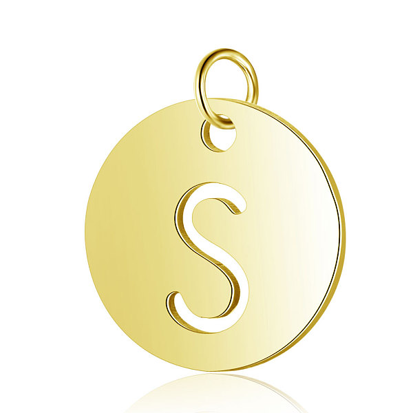PandaHall 304 Stainless Steel Charms, Flat Round with Letter, Golden, Letter.S, 12x1mm, Hole: 2.5mm 304 Stainless Steel Letter S
PandaHall 304 Stainless Steel Charms, Flat Round with Letter, Golden, Letter.S, 12x1mm, Hole: 2.5mm 304 Stainless Steel Letter S