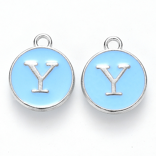 PandaHall Platinum Plated Alloy Enamel Charms, Cadmium Free & Lead Free, Enamelled Sequins, Flat Round with Letter, Sky Blue, Letter.Y...
PandaHall Platinum Plated Alloy Enamel Charms, Cadmium Free & Lead Free, Enamelled Sequins, Flat Round with Letter, Sky Blue, Letter.Y...