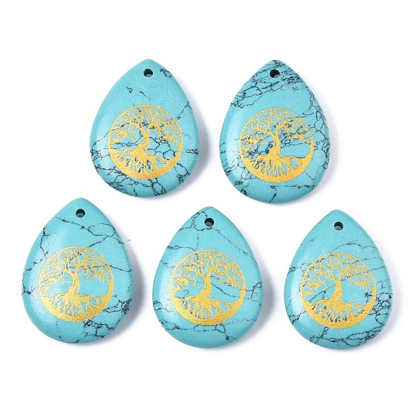 PandaHall Synthetic Turquoise Pendants, Teardrop with Tree of Life Pattern, 32~33.5x25~26x6.5~7.5mm, Hole: 2mm, 6pcs/bag Synthetic Turquoise...
PandaHall Synthetic Turquoise Pendants, Teardrop with Tree of Life Pattern, 32~33.5x25~26x6.5~7.5mm, Hole: 2mm, 6pcs/bag Synthetic Turquoise...