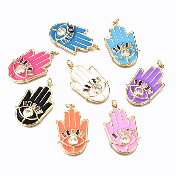 PandaHall Brass Micro Pave Clear Cubic Zirconia Pendants, with Enamel and Jump Rings, Cadmium Free & Nickel Free & Lead Free, Palm with Eye..., Multicolor
PandaHall Brass Micro Pave Clear Cubic Zirconia Pendants, with Enamel and Jump Rings, Cadmium Free & Nickel Free & Lead Free, Palm with Eye..., Multicolor