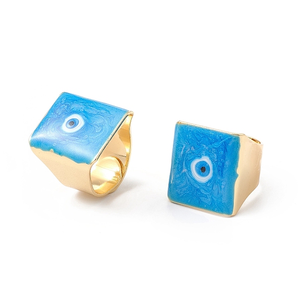 PandaHall Square Enamel with Evil Eye Wide Band Finger Rings, Real 18K Gold Plated Brass Adjustable Rings for Women Men, Deep Sky Blue...
PandaHall Square Enamel with Evil Eye Wide Band Finger Rings, Real 18K Gold Plated Brass Adjustable Rings for Women Men, Deep Sky Blue...