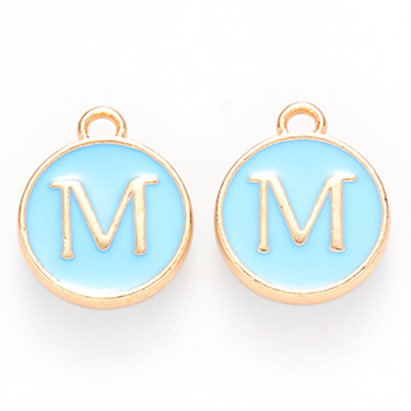 PandaHall Golden Plated Alloy Enamel Charms, Cadmium Free & Lead Free, Enamelled Sequins, Flat Round with Letter, Sky Blue, Letter.M...
PandaHall Golden Plated Alloy Enamel Charms, Cadmium Free & Lead Free, Enamelled Sequins, Flat Round with Letter, Sky Blue, Letter.M...