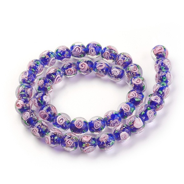 PandaHall Handmade Gold Sand Lampwork Beads Strands, Inner Flower, Round, Dark Blue, 10x9mm, Hole: 1mm, about 40~42pcs/strand, 14.56...
PandaHall Handmade Gold Sand Lampwork Beads Strands, Inner Flower, Round, Dark Blue, 10x9mm, Hole: 1mm, about 40~42pcs/strand, 14.56...