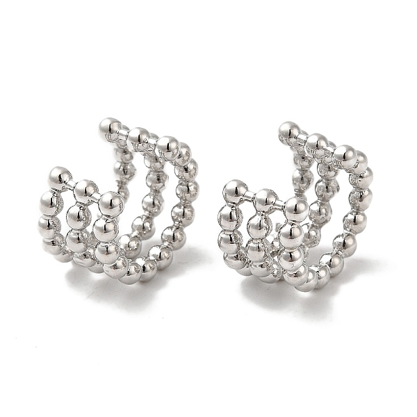PandaHall Rack Plating Brass Triple Lines Cuff Earrings, Cadmium Free & Lead Free, Platinum, 12x14x9mm Brass Round
PandaHall Rack Plating Brass Triple Lines Cuff Earrings, Cadmium Free & Lead Free, Platinum, 12x14x9mm Brass Round