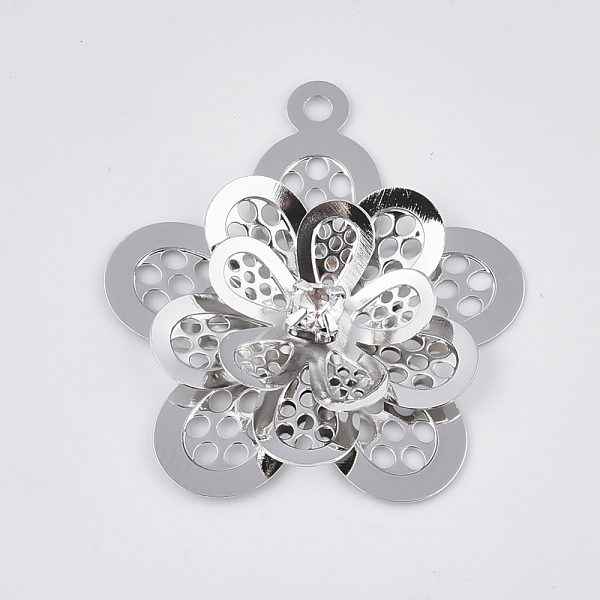 PandaHall Brass Pendants, with Crystal Rhinestone, Flower, Platinum, 27x25x4mm, Hole: 1.5mm Brass+Rhinestone Flower
PandaHall Brass Pendants, with Crystal Rhinestone, Flower, Platinum, 27x25x4mm, Hole: 1.5mm Brass+Rhinestone Flower