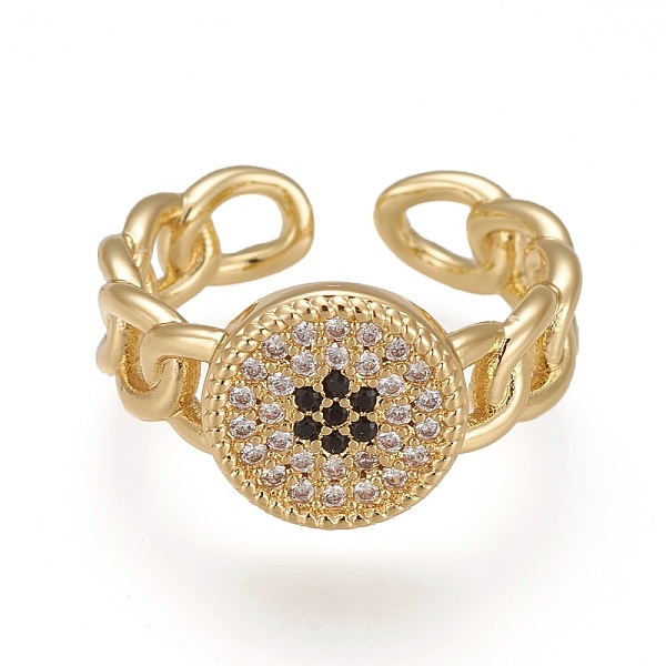 PandaHall Brass Micro Pave Cubic Zirconia Cuff Rings, Open Rings, Long-Lasting Plated, Flat Round, Curb Chain Shape, Real 18K Gold Plated..., Clear
PandaHall Brass Micro Pave Cubic Zirconia Cuff Rings, Open Rings, Long-Lasting Plated, Flat Round, Curb Chain Shape, Real 18K Gold Plated..., Clear