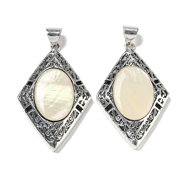 PandaHall Natural Paua Shell Big Pendants, Antique Silver Plated Alloy Rhombus Charms, Floral White, 52x33.5x8mm, Hole: 8x6.5mm Paua Shell...
PandaHall Natural Paua Shell Big Pendants, Antique Silver Plated Alloy Rhombus Charms, Floral White, 52x33.5x8mm, Hole: 8x6.5mm Paua Shell...