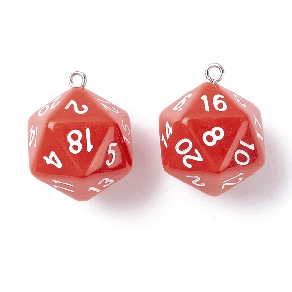 PandaHall Opaque Acrylic Pendants, with Platinum Plated Iron Findings, Faceted, Polyhedral Dice, D20, Red, 27.5x20x20mm, Hole: 2mm...
PandaHall Opaque Acrylic Pendants, with Platinum Plated Iron Findings, Faceted, Polyhedral Dice, D20, Red, 27.5x20x20mm, Hole: 2mm...