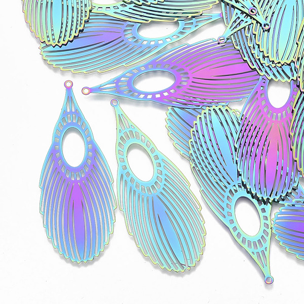 PandaHall Ion Plating(IP) 201 Stainless Steel Filigree Big Pendants, Etched Metal Embellishments, Teardrop, Rainbow Color, 62x24x0.3mm, Hole...
PandaHall Ion Plating(IP) 201 Stainless Steel Filigree Big Pendants, Etched Metal Embellishments, Teardrop, Rainbow Color, 62x24x0.3mm, Hole...