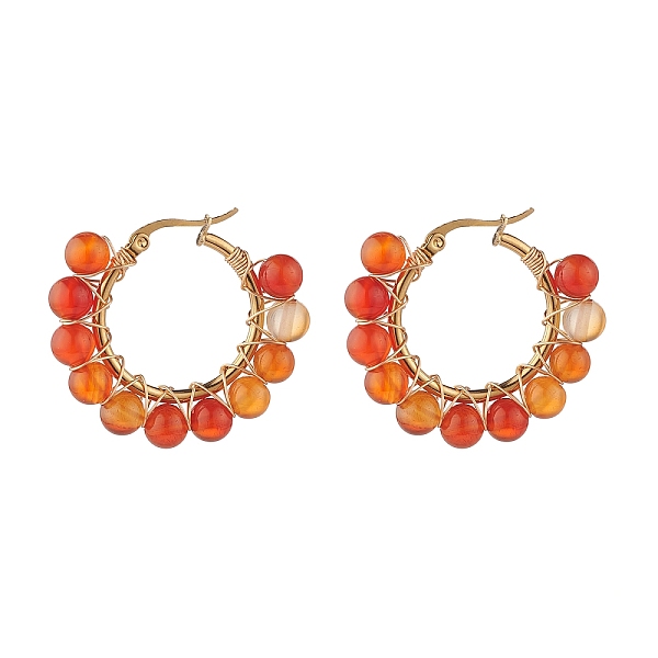 PandaHall Round Natural Red Agate Wire Wrapped Big Hoop Earrings for Women, Golden, 32.5~33.5x36.5~37.5x6.3mm, Pin: 0.7x0.9mm Natural Agate...
PandaHall Round Natural Red Agate Wire Wrapped Big Hoop Earrings for Women, Golden, 32.5~33.5x36.5~37.5x6.3mm, Pin: 0.7x0.9mm Natural Agate...