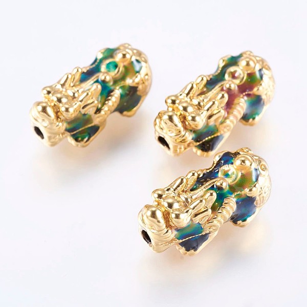 PandaHall Brass Enamel Beads, Changing Color Mood Beads, Dragon, Real 18K Gold Plated, 22x11x9mm, Hole: 2.5mm Brass+Enamel Dragon
PandaHall Brass Enamel Beads, Changing Color Mood Beads, Dragon, Real 18K Gold Plated, 22x11x9mm, Hole: 2.5mm Brass+Enamel Dragon