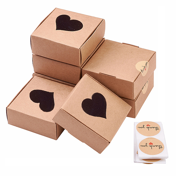 PandaHall Square Kraft Paper Gift Storage Boxes, Visible Heart Window Gift Case with Round Dot Thank You Sticker Rolls, BurlyWood, Sticker..., Orange
PandaHall Square Kraft Paper Gift Storage Boxes, Visible Heart Window Gift Case with Round Dot Thank You Sticker Rolls, BurlyWood, Sticker..., Orange