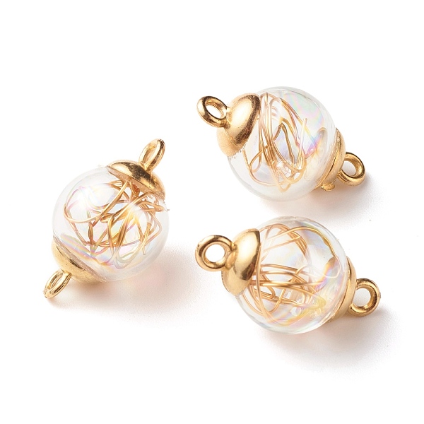 PandaHall Handmade Blown Glass Beads Links Connectors, with Plastic Bead Cap and Copper Wire inside, Round, Light Gold, 27.5x16mm, Hole...
PandaHall Handmade Blown Glass Beads Links Connectors, with Plastic Bead Cap and Copper Wire inside, Round, Light Gold, 27.5x16mm, Hole...