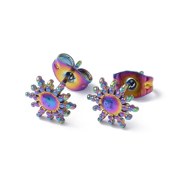 PandaHall Ion Plating(IP) 304 Stainless Steel Stud Earring for Women, Sun, Rainbow Color, 9x8mm, Pin: 0.8mm 304 Stainless Steel Sun
PandaHall Ion Plating(IP) 304 Stainless Steel Stud Earring for Women, Sun, Rainbow Color, 9x8mm, Pin: 0.8mm 304 Stainless Steel Sun
