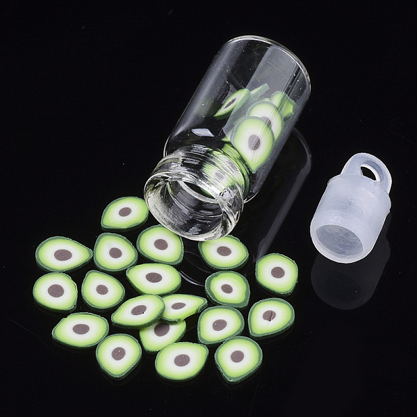 PandaHall Handmade Polymer Clay Nail Art Decoration Accessories, with Glass Wishing Bottle and CCB Plastic Bottle Stopper, Avocado, Green...
PandaHall Handmade Polymer Clay Nail Art Decoration Accessories, with Glass Wishing Bottle and CCB Plastic Bottle Stopper, Avocado, Green...