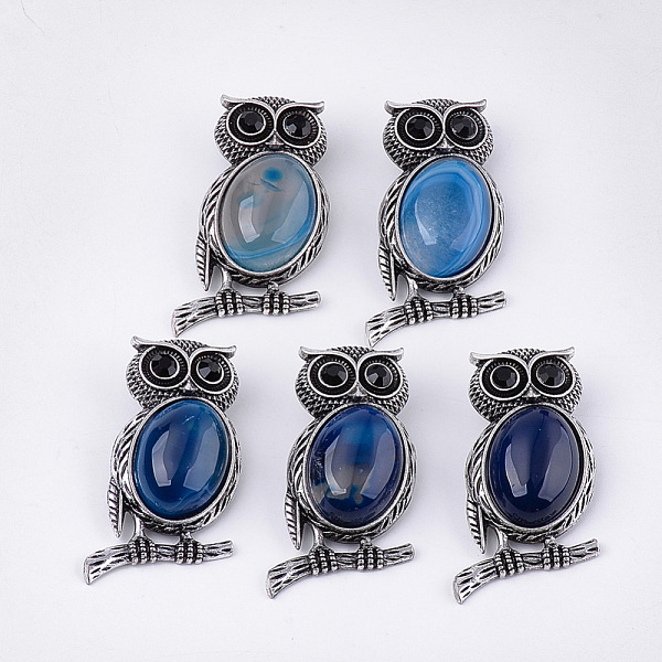 PandaHall Natural Agate Brooches/Pendants, with Rhinestone and Alloy Findings, Dyed, Owl, Antique Silver, 51x28~29x15~16.5mm, Hole..., Black
PandaHall Natural Agate Brooches/Pendants, with Rhinestone and Alloy Findings, Dyed, Owl, Antique Silver, 51x28~29x15~16.5mm, Hole..., Black