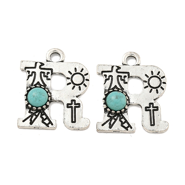 PandaHall Synthetic Turquoise & Alloy Pendants, Letter Charms, Antique Silver, Letter R, 24.5x20.5x4mm, Hole: 3mm Synthetic Turquoise Letter...
PandaHall Synthetic Turquoise & Alloy Pendants, Letter Charms, Antique Silver, Letter R, 24.5x20.5x4mm, Hole: 3mm Synthetic Turquoise Letter...