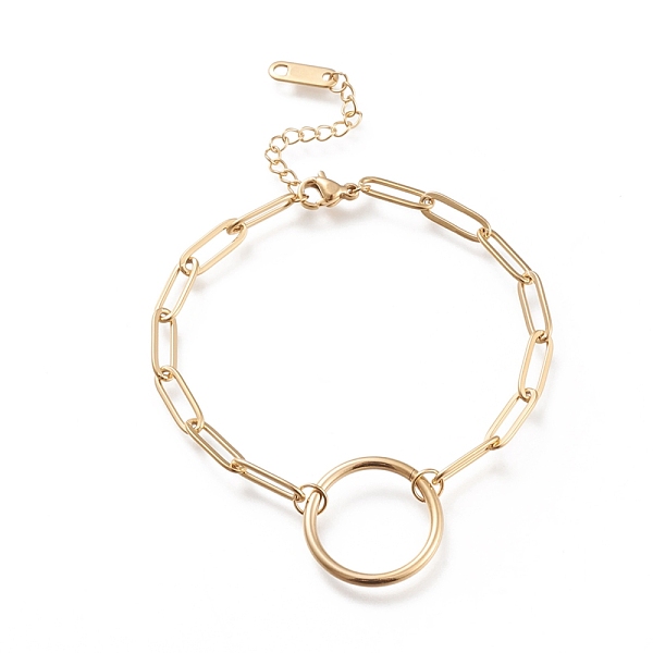 PandaHall 304 Stainless Steel Link Bracelets, with Paperclip Chains, Ring, Golden, 6-7/8 inch(17.5cm) 304 Stainless Steel
PandaHall 304 Stainless Steel Link Bracelets, with Paperclip Chains, Ring, Golden, 6-7/8 inch(17.5cm) 304 Stainless Steel