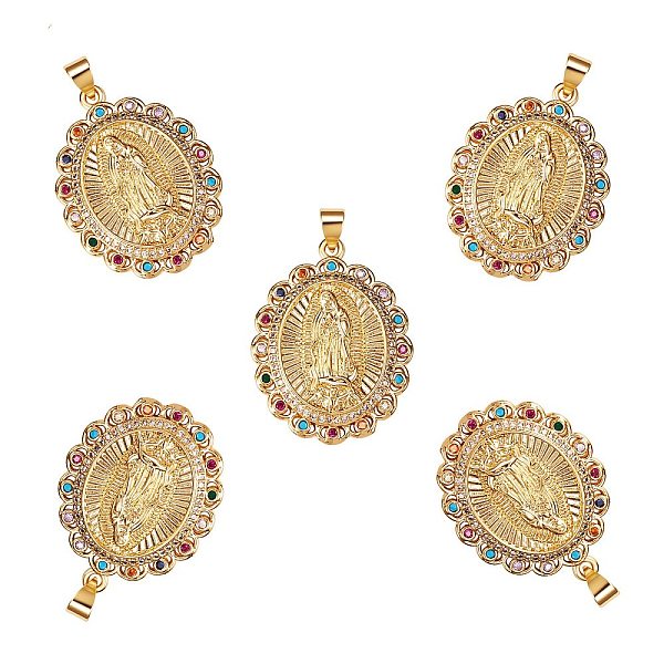PandaHall 5Pcs Brass Micro Pave Colorful Cubic Zirconia Pendants, Long-Lasting Plated, Lead Free & Cadmium Free, Oval with Holy Virgin...
PandaHall 5Pcs Brass Micro Pave Colorful Cubic Zirconia Pendants, Long-Lasting Plated, Lead Free & Cadmium Free, Oval with Holy Virgin...