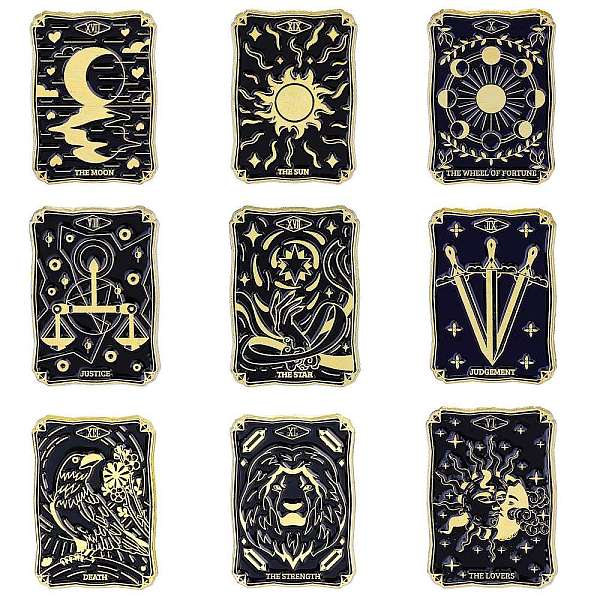 PandaHall 9Pcs 9 Styles Alloy Brooch, Enamel Pins, Light Gold, Tarot Card Badges, Black, 30.5x21.5x1.5mm, 1pc/style Alloy+Enamel Tarot Black
PandaHall 9Pcs 9 Styles Alloy Brooch, Enamel Pins, Light Gold, Tarot Card Badges, Black, 30.5x21.5x1.5mm, 1pc/style Alloy+Enamel Tarot Black