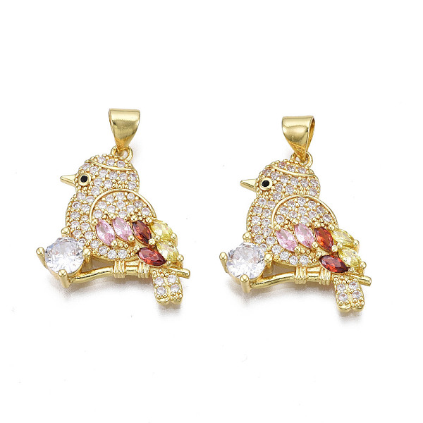 PandaHall Brass Micro Pave Cubic Zirconia Pendants, with Brass Snap on Bails, Nickel Free, Real 18K Gold Plated, Bird, Colorful, 23x19x4mm..., Clear
PandaHall Brass Micro Pave Cubic Zirconia Pendants, with Brass Snap on Bails, Nickel Free, Real 18K Gold Plated, Bird, Colorful, 23x19x4mm..., Clear
