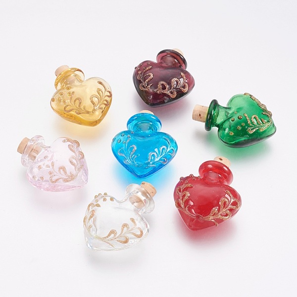 PandaHall Handmade Lampwork Perfume Bottle Pendants, Essential Oil Bottle, with Gold Sand, Heart, Mixed Color, 25~27x23x12mm, Bottle..., Multicolor
PandaHall Handmade Lampwork Perfume Bottle Pendants, Essential Oil Bottle, with Gold Sand, Heart, Mixed Color, 25~27x23x12mm, Bottle..., Multicolor